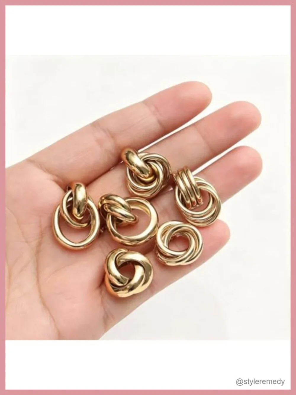 8 Pairs Gold Knot Earrings Set Chunky Statement Long Drop Dangle Geometric